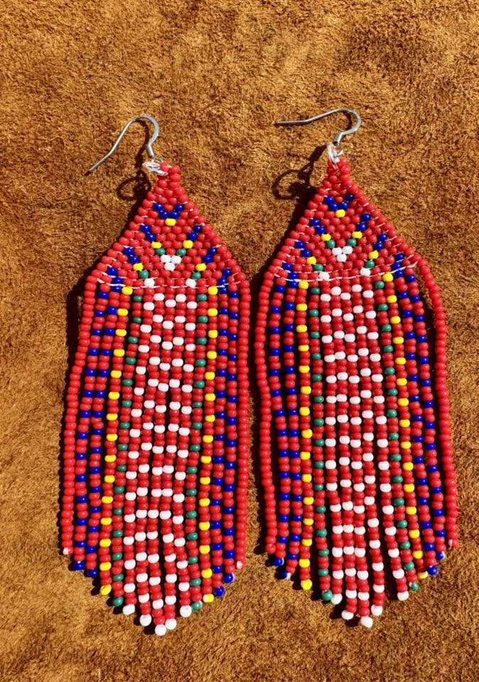 Metis Sash Earrings - Red